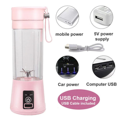 380Ml Electric Juicer Bottle, Fruit Vegetable Blender, Portable Smoothie Maker Mixer Bottle, Rechargeable Blender Bottle, Light Blue