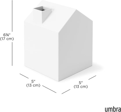 Casa Tissue Box Cover, Adorable House Shaped Square Kleenex Box Holder for Bathroom, Bedroom or Office, White